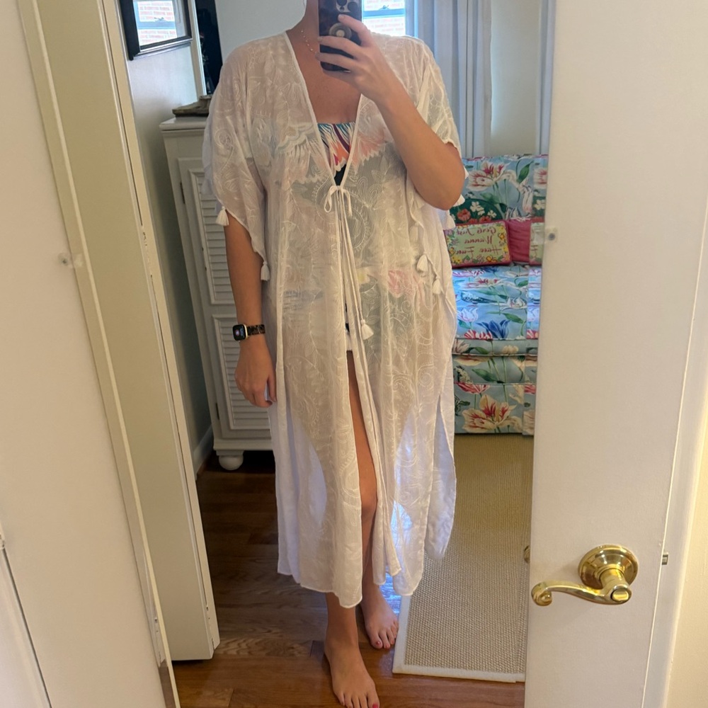 Lilly Pulitzer White Sheer Tassel Swim Cover-Up